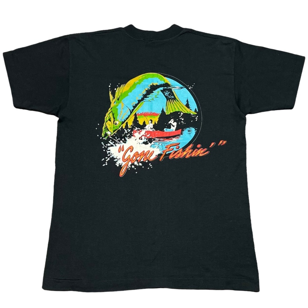 Vintage FISHING Tshirt COLEMAN Camping Tee Single Stitch sz Men’s MEDIUM